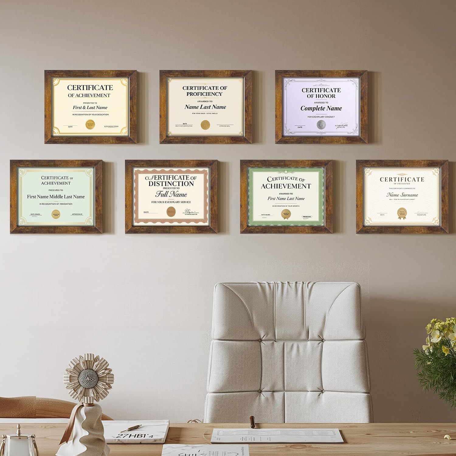 Certifications wall at Richa Dental Clinic & Implant Centre